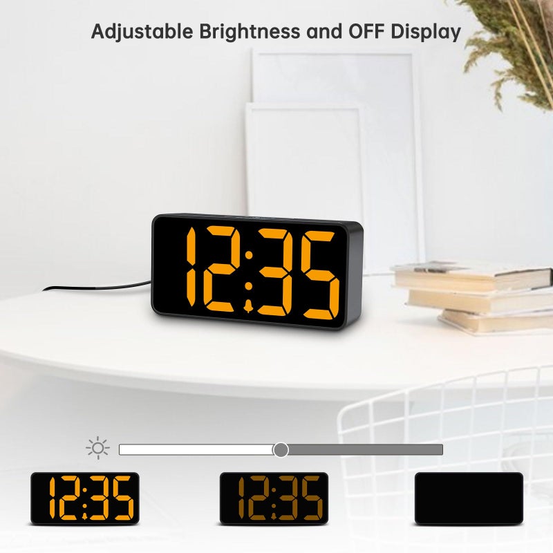 DreamSky Small Digital Alarm Clock for Bedroom, Large Big Numbers Display with Brightness Dimmer, Electric Bedside Desk Clock with USB Charging Port, Adjustable Alarm Volume, USB-C Adapter Powered - Image 3